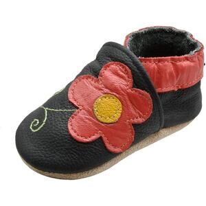 iEvolve Baby Toddler Girl Size 18 - 24 Mos Red Flower Soft Sole Prewalker Shoes